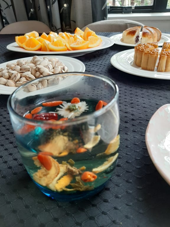 Chinese tea and snacks