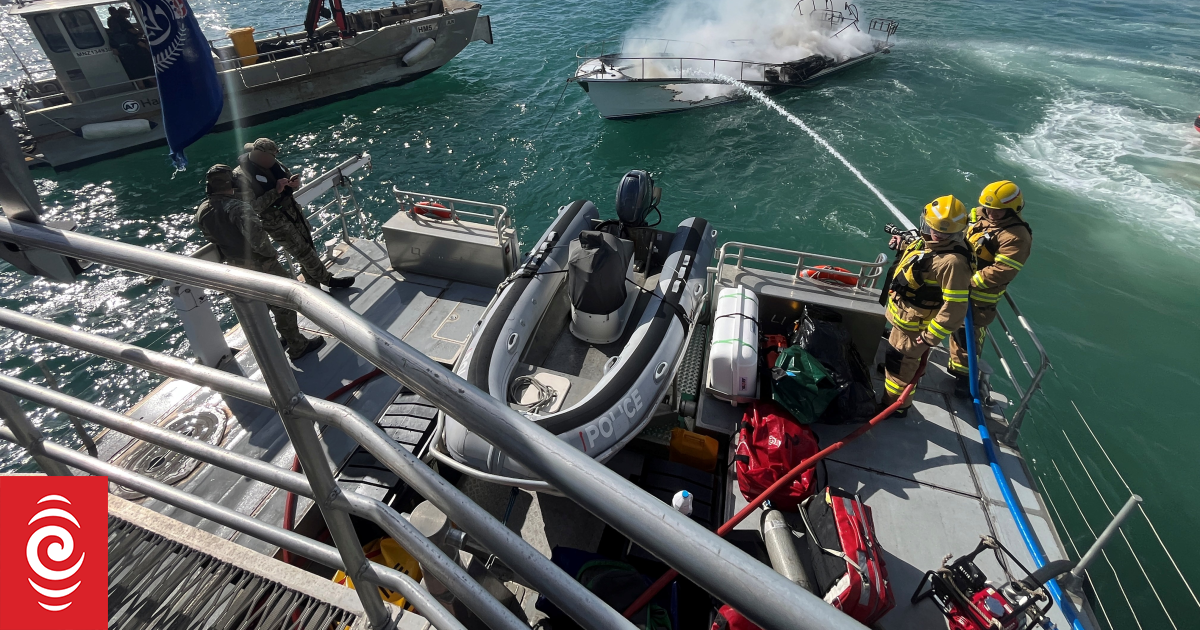 Launch catches fire on Auckland's Hauraki Gulf