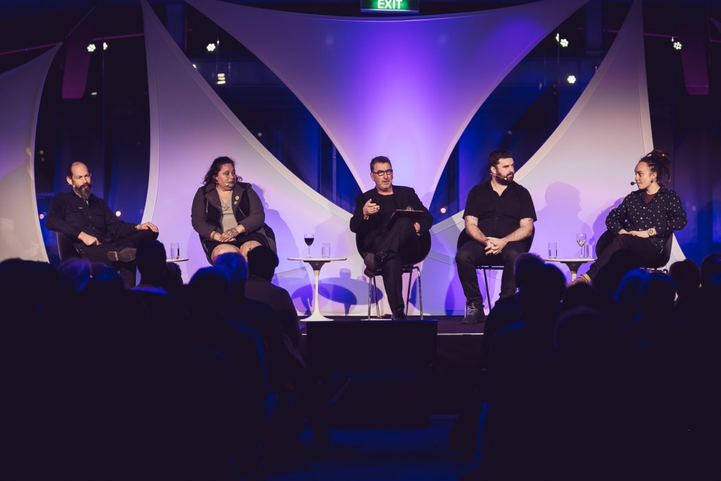(L-R) Steve Abel, Sina Brown-Davis, Russell Brown, Toby Morris, Laura O’Connell Rapira