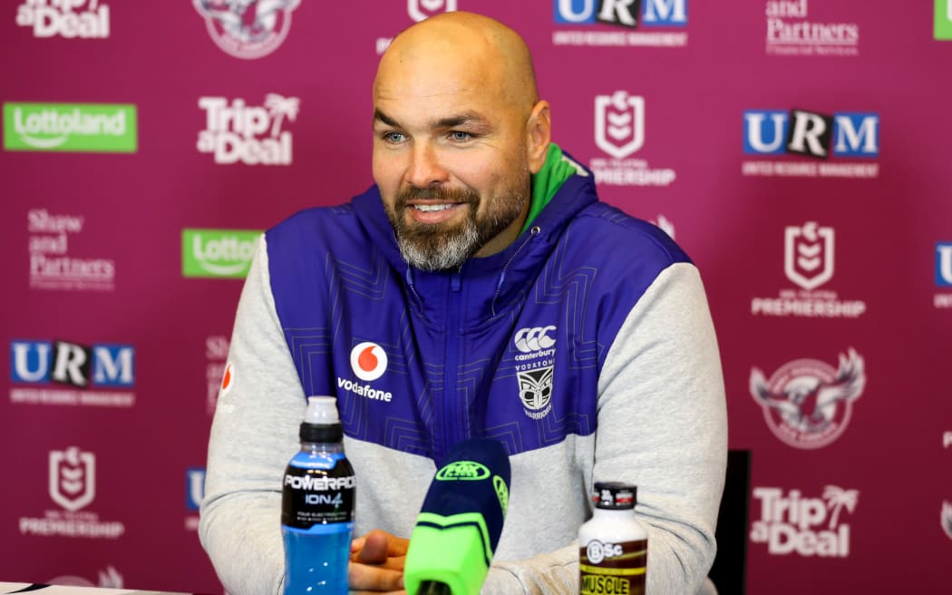 Todd Payten at the post match press conference. Manly Sea Eagles v Vodafone Warriors. NRL Rugby League, Lottoland, Sydney, NSW, Australia. 7th August 2020. Copyright Photo: David Neilson / www.photosport.nz