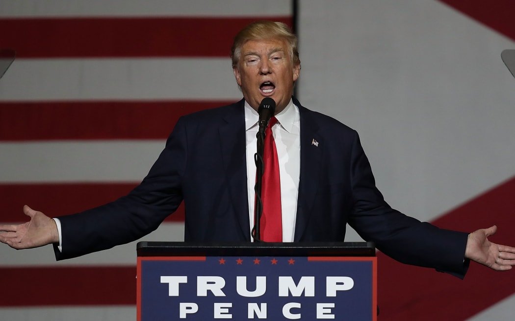 Republican presidential candidate Donald Trump speaks during a campaign rally at the South Florida Fair Expo Center on October 13, 2016 in West Palm Beach, Florida.