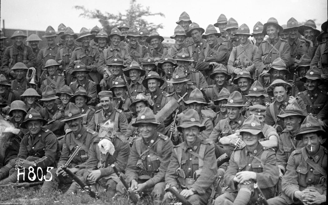 A New Zealand battalion after the Battle of Messines, World War I. Photograph taken probably France in June 1917 by Henry Armytage Sanders.
