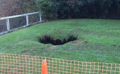 A large sink hole which opened up in Matatua Road, Raumati in 2015