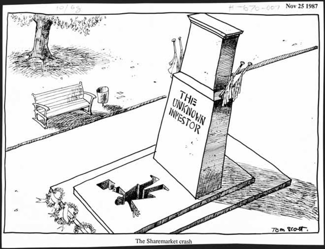 A cartoon by Tom Scott of a memorial to the Unknown Investor.