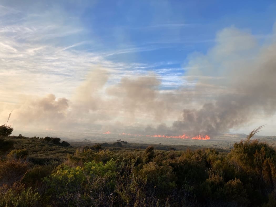 The fire is burning at the southern end of  the Karikari Peninsula in Northland.