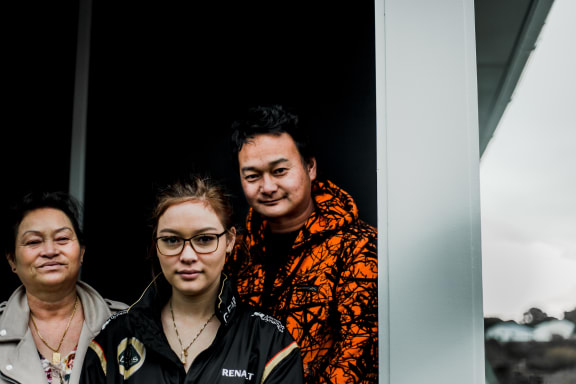 (L-R) Mom Meng, her granddaughter Emrie, and her son Ty in Lower Hutt, Wellington.