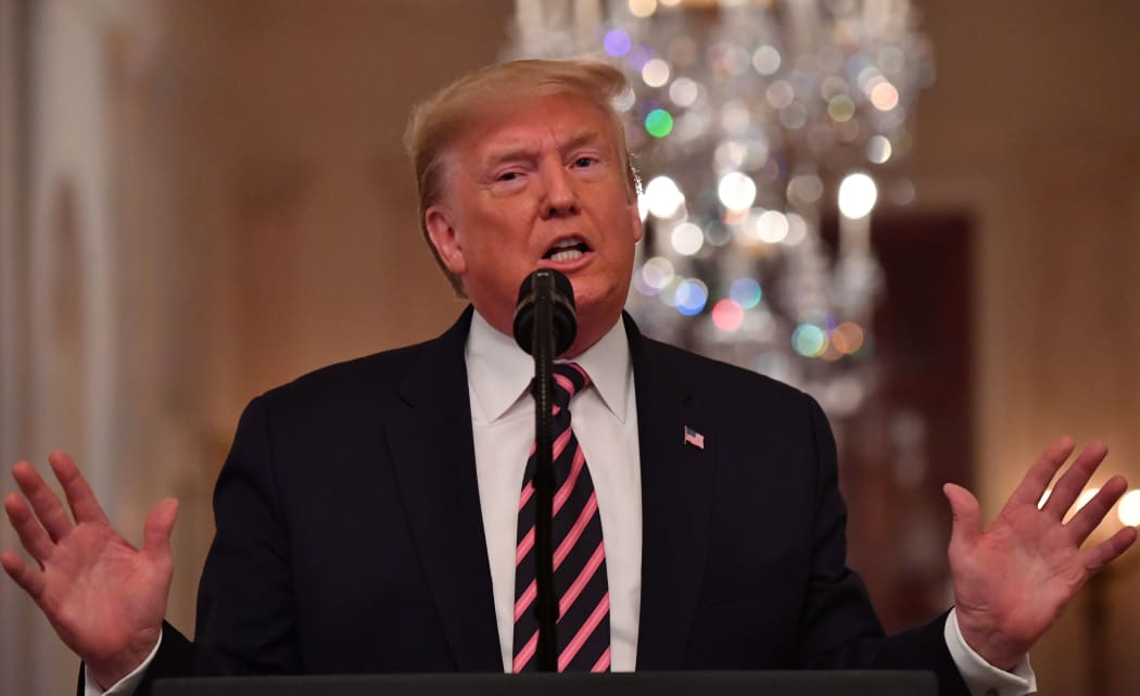 US President Donald Trump speaks about his Senate impeachment trial in the East Room of the White House in Washington, DC, February 6, 2020.