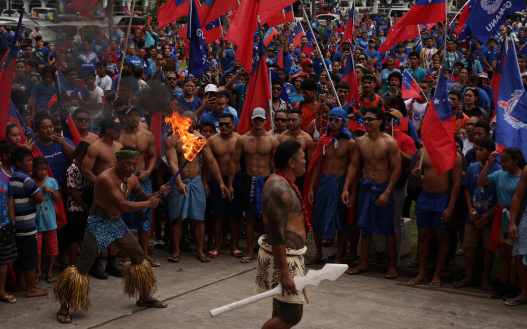 Toa Samoa supports rally for their national rugby league team.