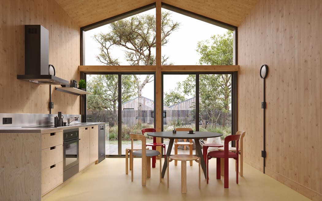 The build cost includes a functional kitchen with appliances as well as flooring, lighting and carpets.