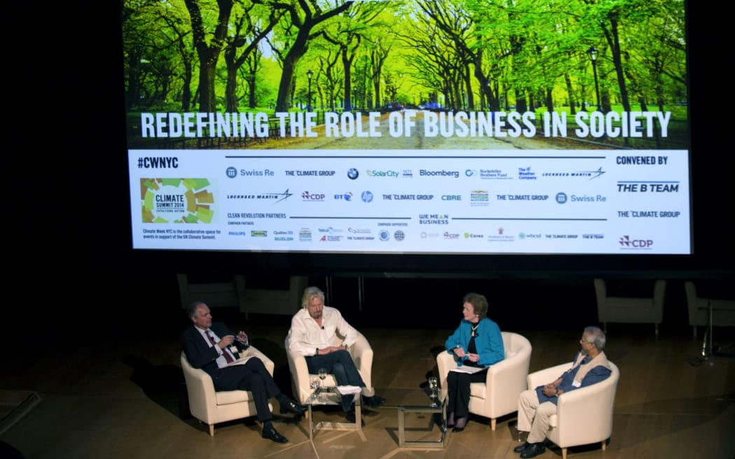 Founder of Virgin Sir Richard Branson at a New York City Climate Week panel forum