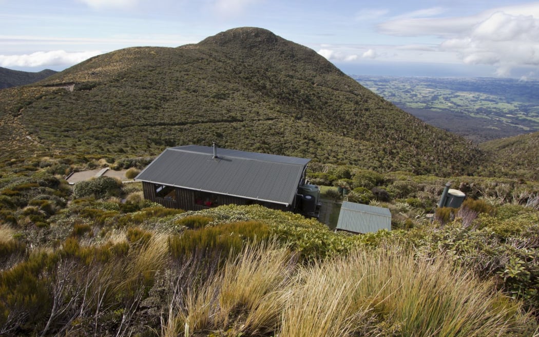 Pouakai hut looking toward the coast - Taranaki