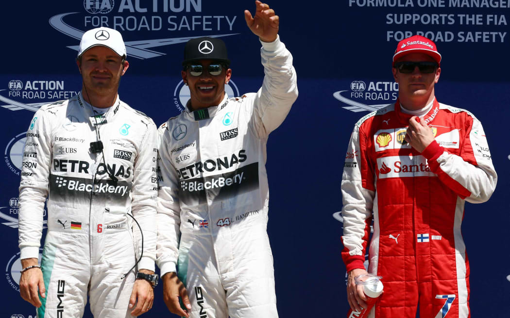 Nico Rosberg, Lewis Hamilton and Kimi Raikkonen.