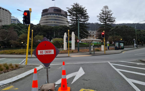 Barricades have been set up at Parliament in anticipation of a protest demonstration today.