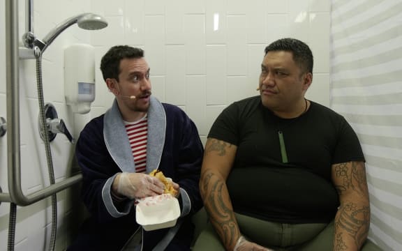 Actor and musician Maaka Pohatu with host James Nokise.