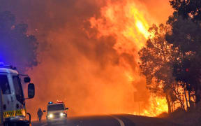 Firefighters battling the blaze near Yarloop.