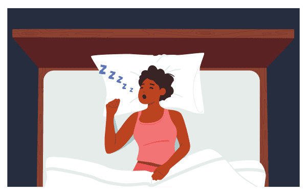 An illustration of a person sleeping with ZZZZ coming out of their mouth.