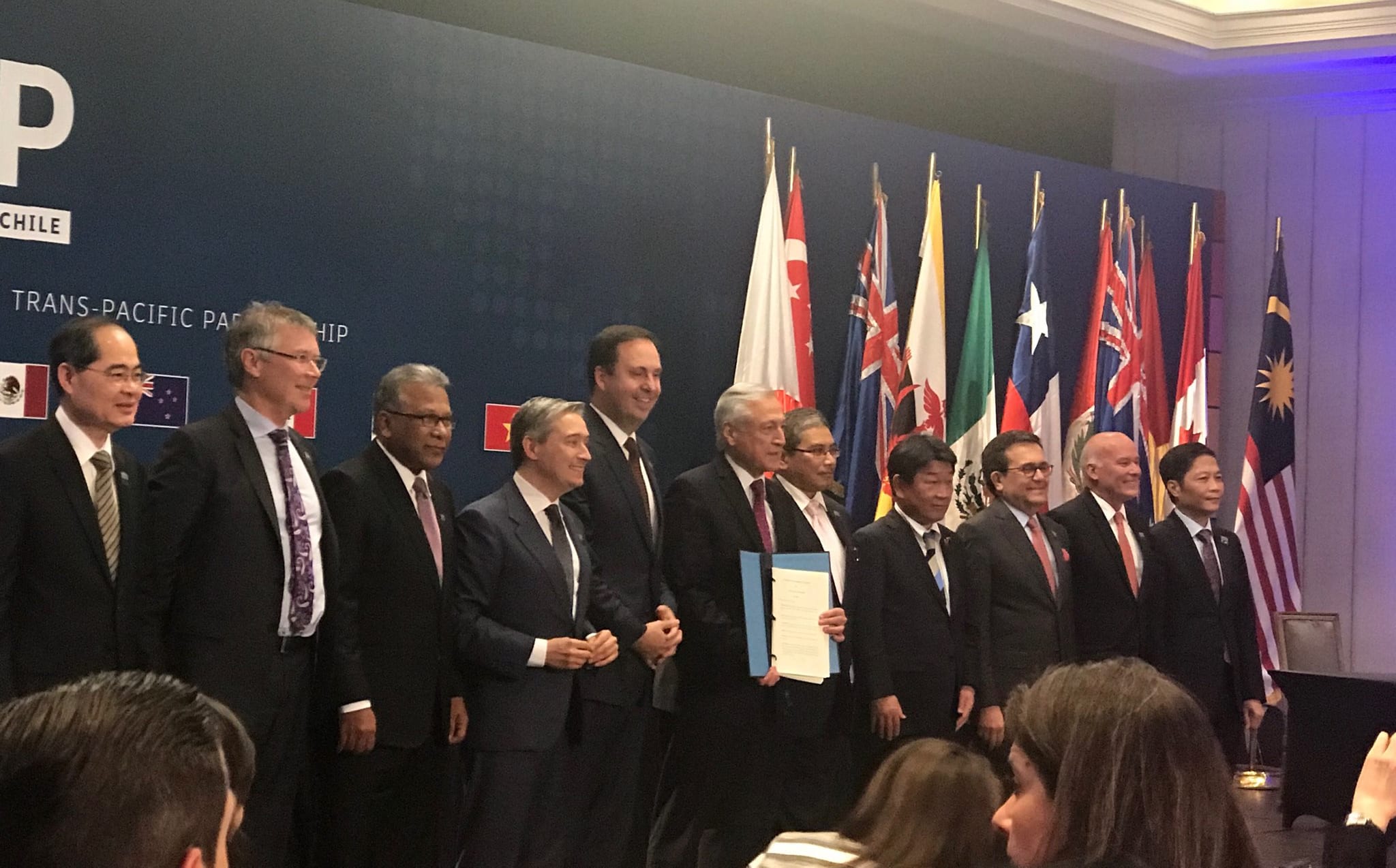 Closing the signing ceremony of the CPTPP in Santiago, Chile.