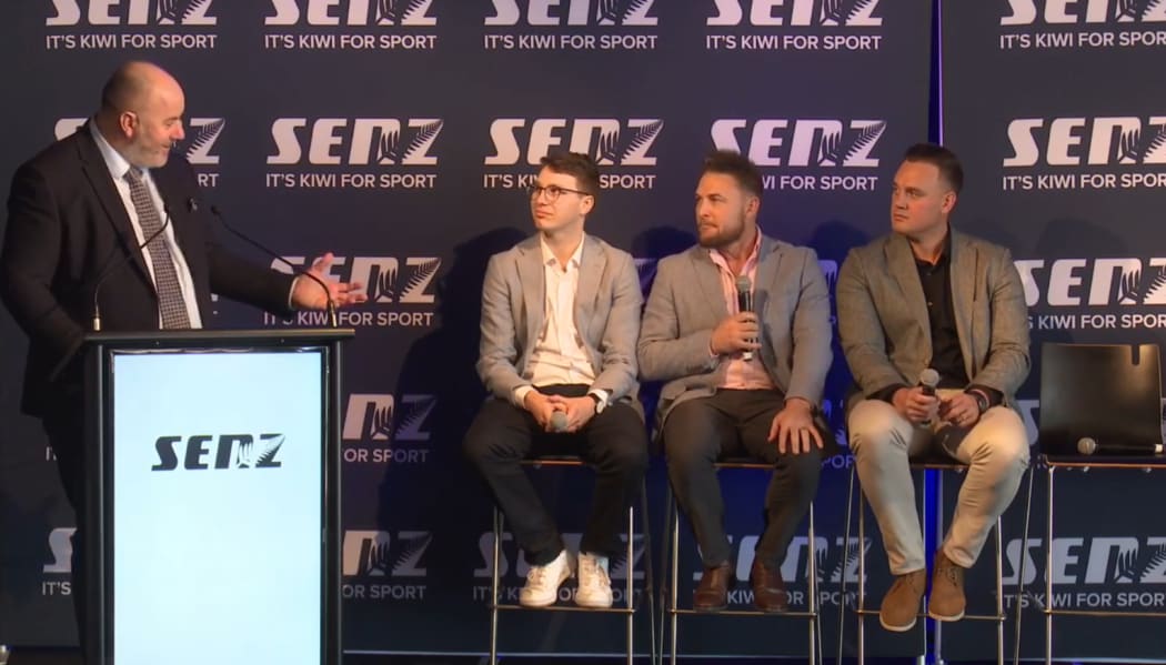 CEO of Australian parent company SEN introduces SENZ hosts Brendon McCullum, Israel Dagg and producer Louis Herman-Watt.