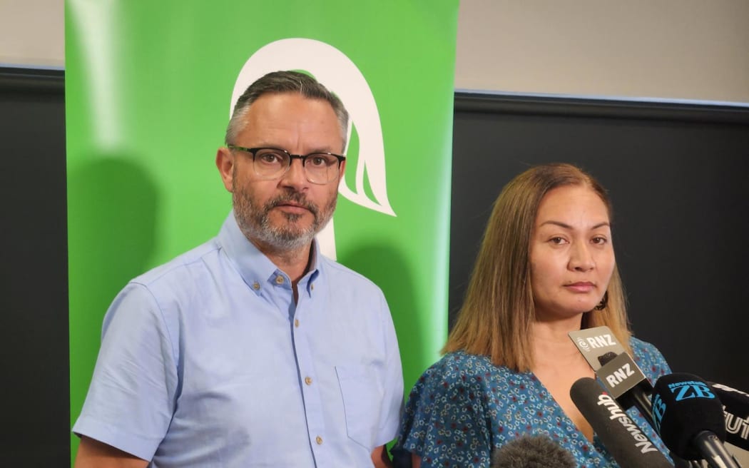 Greens co-leaders James Shaw and Marama Davidson - speak on Golriz Ghahraman