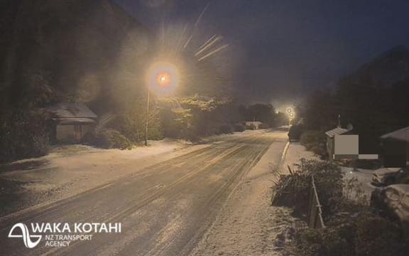 Arthur's Pass was closed by snow on Wednesday 2 August 2023.