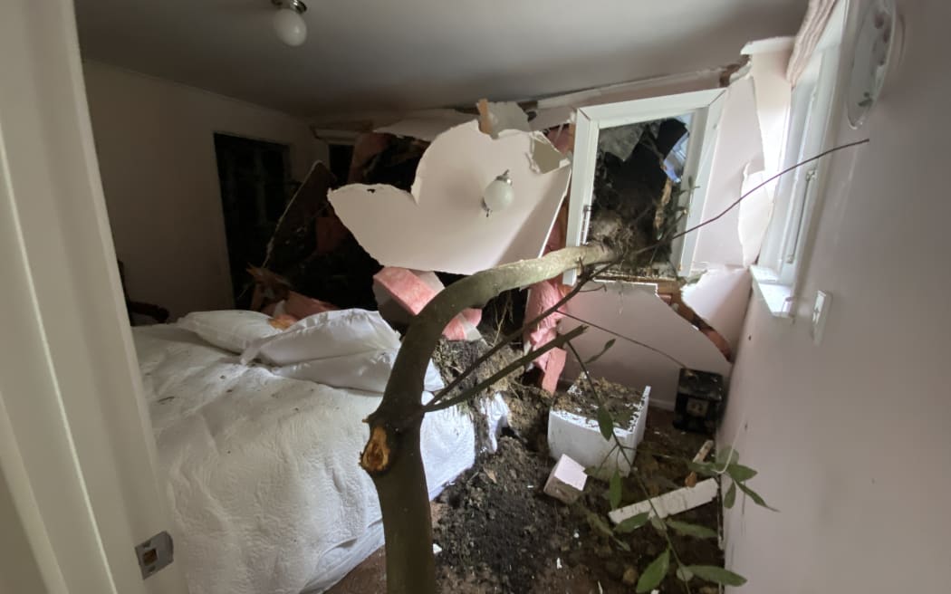 A slip burst through the wall of Jo Chamberlain and Mark Hewson's home in The Brook in August 2022.