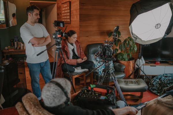 Jessica Sanderson directing on the set of Ahi Wānanga.