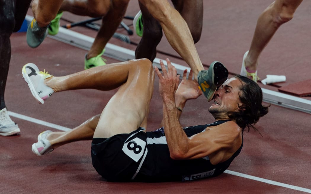 George Beamish of New Zealand in the Men's 3000m Steeplechase at the 2025 Tokyo Athletics World Championships in Japan