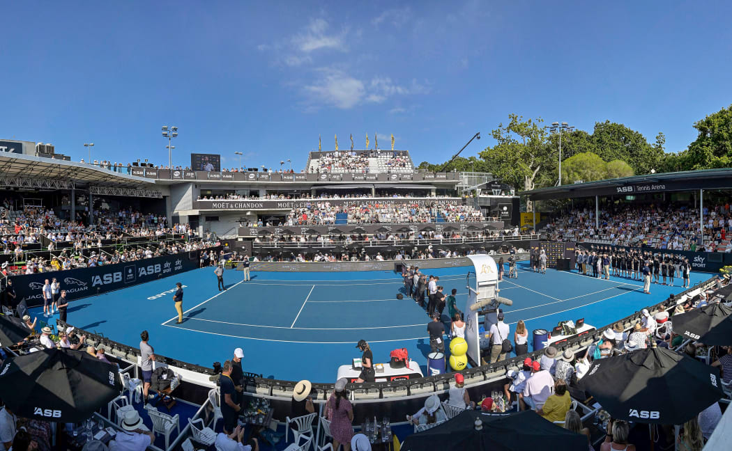 General view during the men's final awards ceremony.
2020 Men's ASB Classic at the ASB Tennis Centre, Auckland, New Zealand.