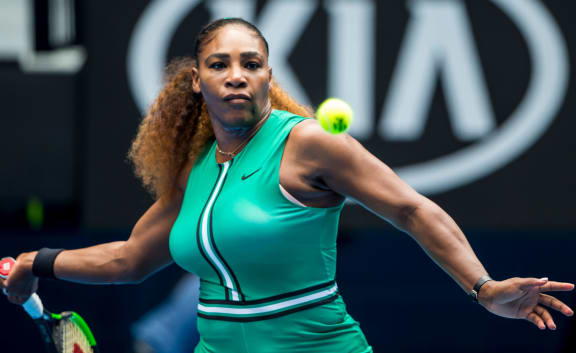 Serena Williams lines up a forehand in Melbourne.