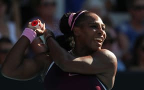 Serena Williams of the US hits a return against compatriot Jessica Pegula in their women's singles final match during the Auckland Classic tennis tournament in Auckland on January 12, 2020.