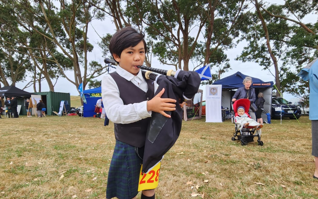 One of the younger solo pipers competing at the Games