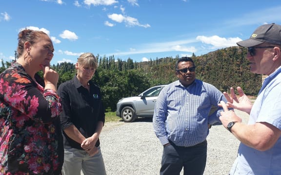Minister Carmel Sepuloni and Minister Kris Faafoi visited CAJ Hollandia orchards near Alexandra in Central Otago.