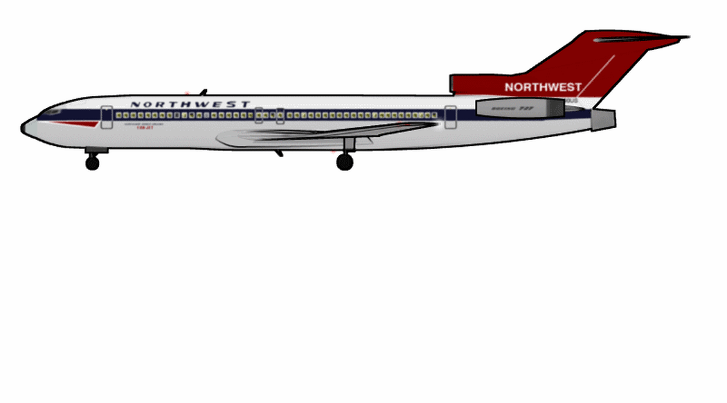 An animation of the 727's rear airstair, deploying in flight. The gravity-operated apparatus remained open until the aircraft landed