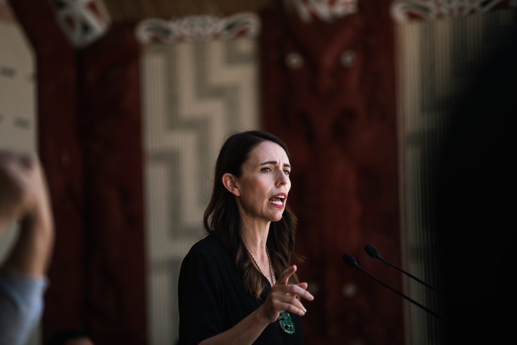 Prime Minister Jacinda Ardern speaks at Te Whare Rūnanga on 4 February, 2021.
