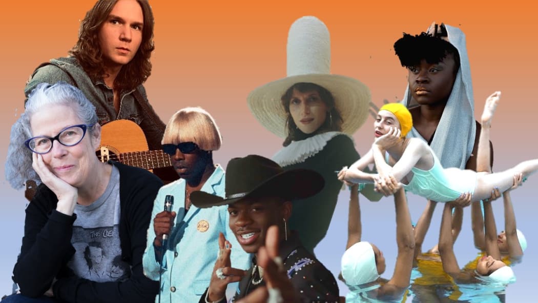 L-R - Francisca Griffin, Ian Noe, Tyler The Creator, Lil Nas X, Aldous Harding, Faye Webster and Sampa The Great