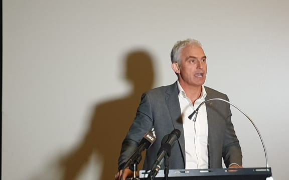 Tourism Minister Stuart Nash speaks to business leaders from Franz Josef and Fox Glacier.