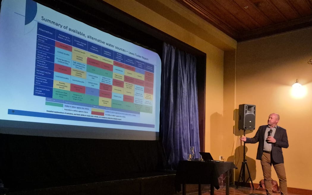 Project chair Mike Petersen speaks about the plan for the Ruataniwha Dam project.