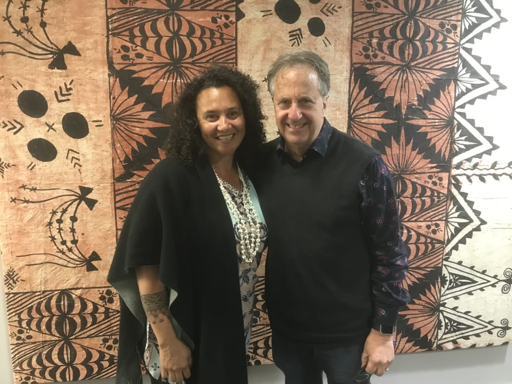 Musician Ngaire Fuata and Sunday Morning host Jim Mora.
