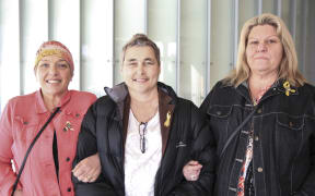 09082016. Photo Rebekah Parsons-King. Pike River families want mine's CEO to face charges. L-R Anna Osborne, Helen Kelly and Sonya Rockhouse.