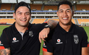 New Warriors signings Isaac Luke and Roger Tuivasa-Sheck.
