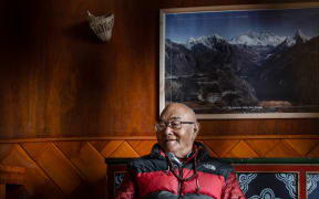 In this picture taken on May 28, 2023, Kancha Sherpa, a team member of the 1953 Mount Everest expedition which placed Tenzing Norgay and Edmund Hillary on the summit of the world's highest mountain, looks on during an interview on the eve of International Everest Day, at Namche Bazar in Solukhumbu district, northeast of Kathmandu.