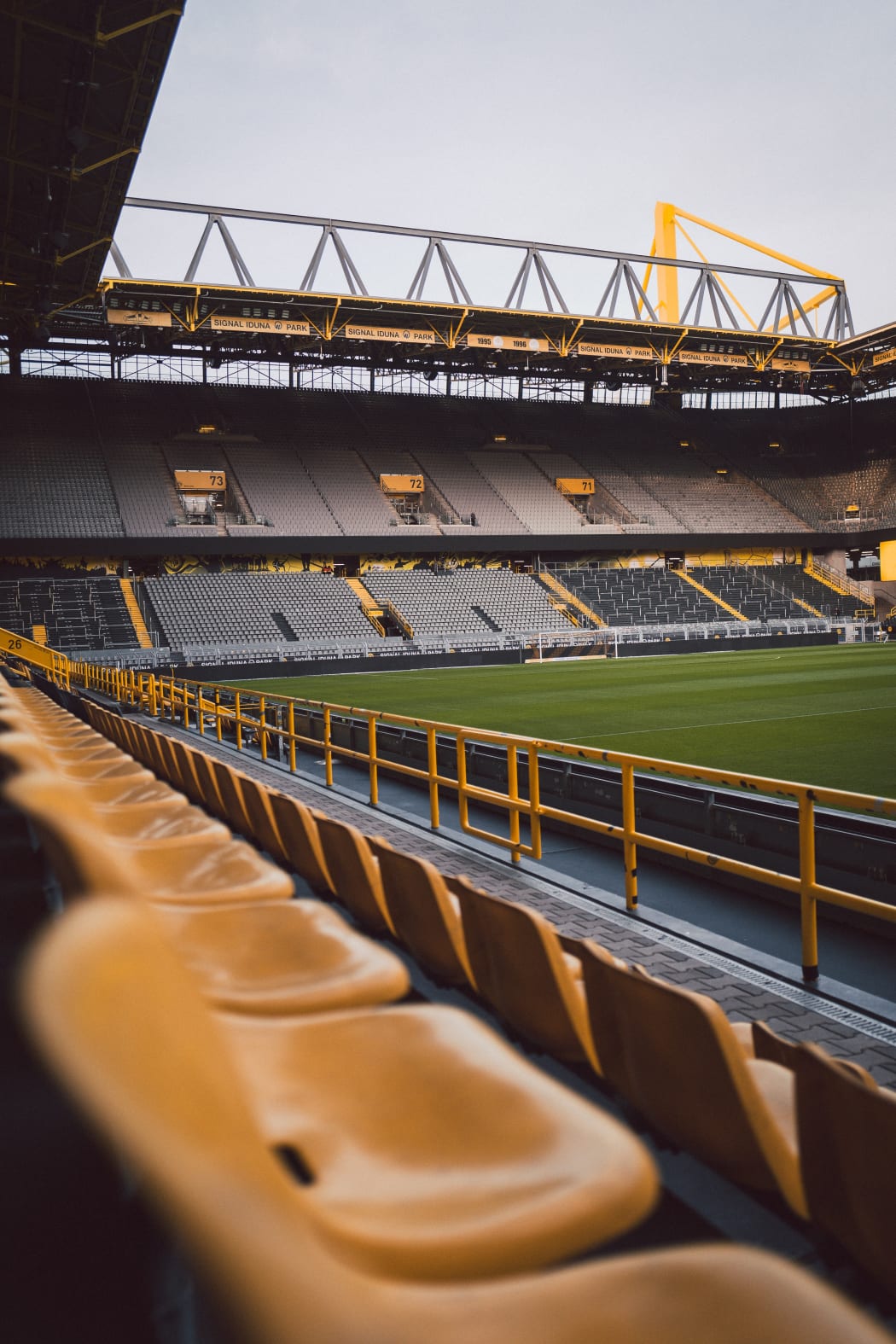 An empty football stadium.