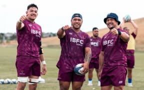 Manu Samoa players ready for the crucial game against the USA. Photo: Manu Samoa