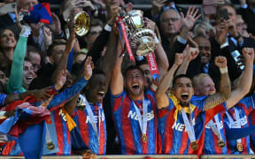 Crystal Palace players celebrate their 2025 FA Cup win.