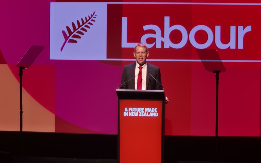 Chris Hipkins at the Labour Party AGM in 2025.