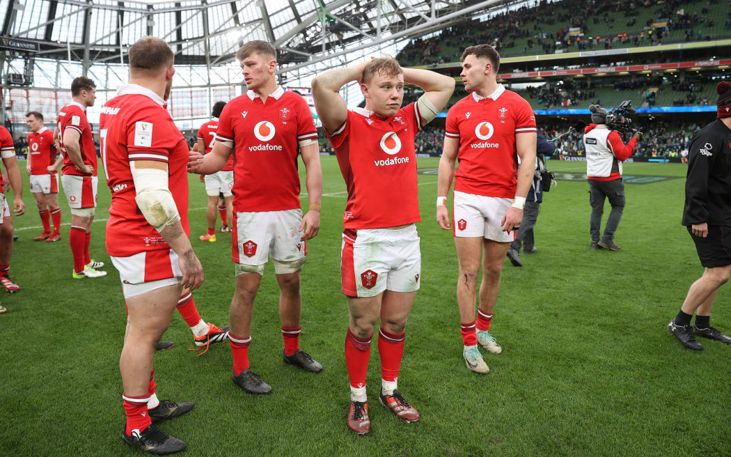 Dejected Sam Costelow of Wales after 6 Nations loss to Ireland