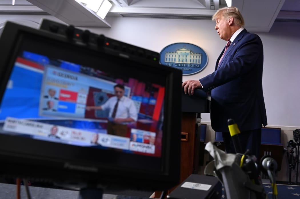 US President Donald Trump speaks in the Brady Briefing Room at the White House in Washington, DC on November 5, 2020.
