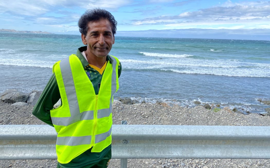 Kasrat Rai on his peace walk from Wellington to Christchurch.