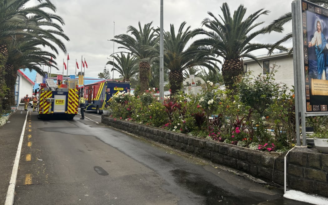 Fire trucks attend a multi house fire in Coronation Road, Māngere Bridge, 30 November 2023