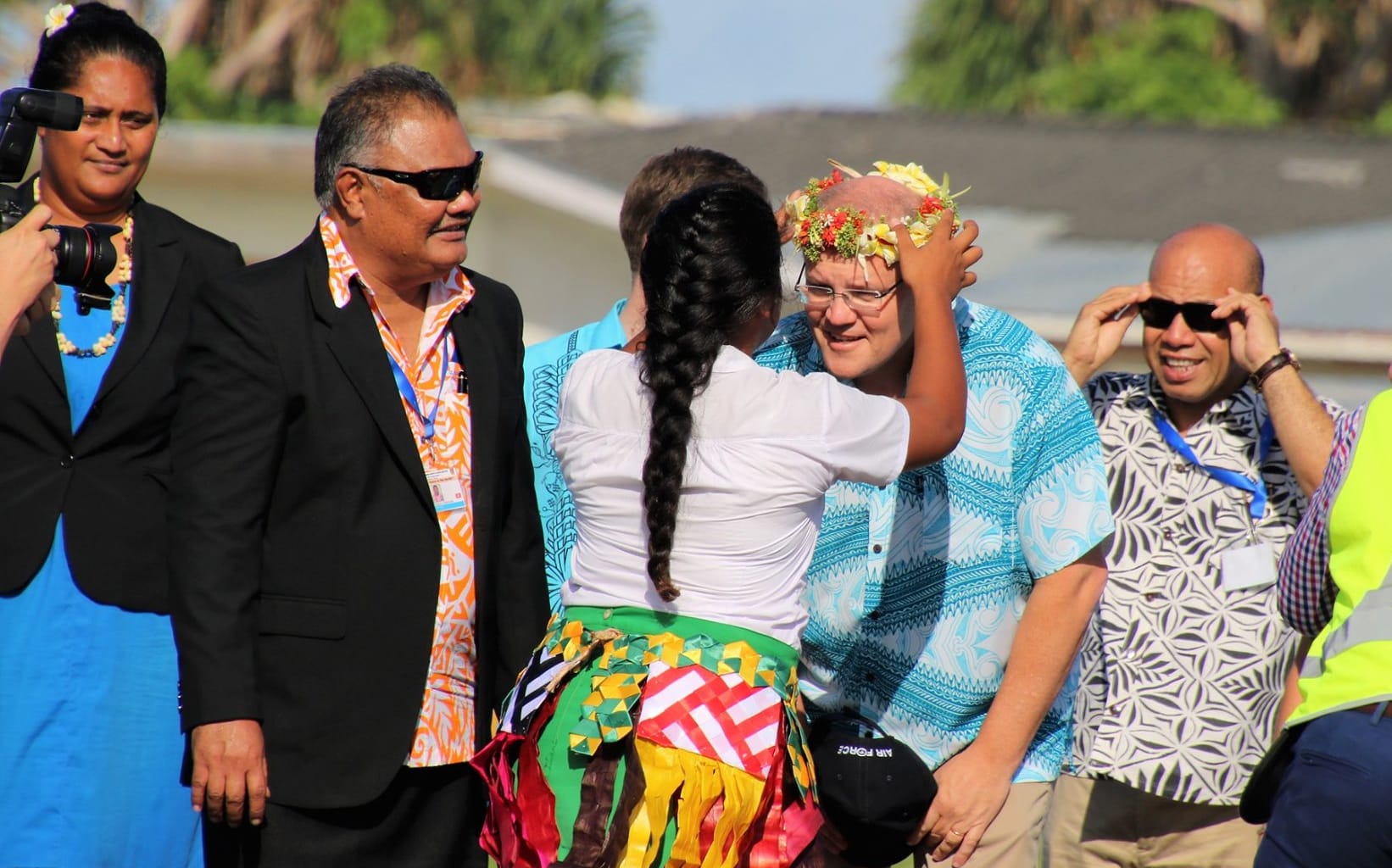 Australia's prime minister is welcomed upon his arrival in Tuvalu for the Pacific Islands Forum leader's summit. August 2019